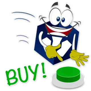 ✅ BUY! comprar, botão, desenho animado, vendas, marketing telegram sticker