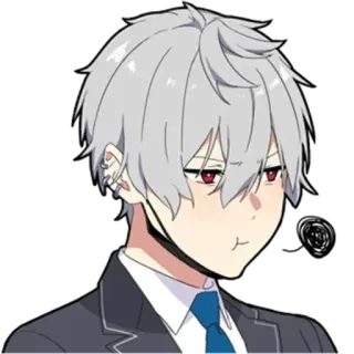 🤢 アニメ, マンガ, キャラクター, グレーヘア, 赤い目, 制服 whatsapp sticker
