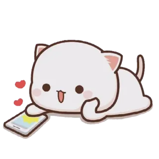 ✨ mèo, dễ thương, điện thoại, kawaii, nhãn dán, trái tim telegram sticker