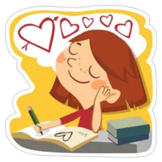☺️ dziewczyna, serca, miłość, pisanie, rysowanie, marzenia telegram sticker