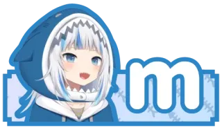 🔤 Gawr Gura m Anime, VTuber, Squalo, Gawr Gura, Cartoni animati telegram sticker