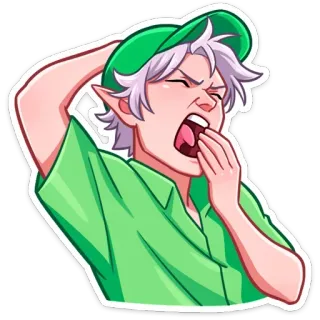 🤔 зевающий, уставший, скучающий, сонный, мультик, персонаж telegram sticker
