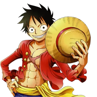 🙂 Monkey D. Luffy One Piece Anime, Manga, Pirate, Chapeau de paille, Luffy, One Piece whatsapp sticker