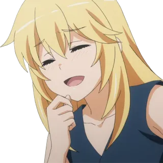 🙊 аниме, девушка, улыбка, блондинка, счастливый telegram sticker