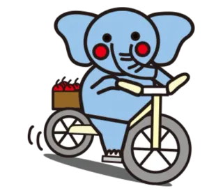 🚲 Elefant, Fahrrad, Tier, Cartoon, Niedlich, Transport telegram sticker