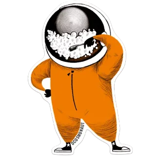 🚿 OCOSMONAUT astronaut, space, orange, suit, cosmos, ocosmonaut, retro, science whatsapp sticker