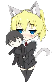 ❤ Anime, Neko, Chibi, Lindo, Kawaii, Muñeca telegram sticker