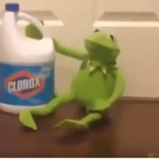😵 Kermit CLOROX Kermit la Grenouille, eau de Javel, mème, marionnette, nettoyant telegram sticker
