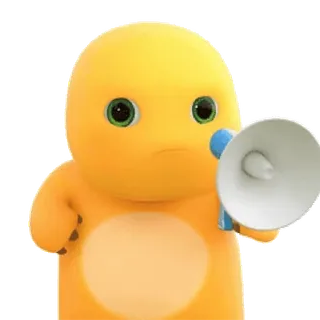 😊 Cartone animato, Carino, Giallo, Personaggio, Megafono, Adorabile whatsapp sticker