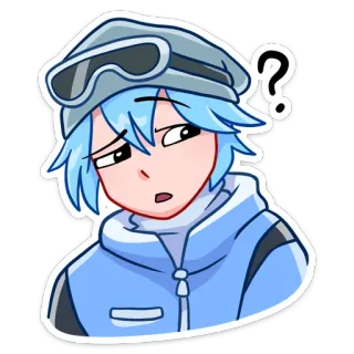 ❓ Anime, Cartoon, Junge, Frage, Verwirrt, Sticker, Person, Blaue Haare telegram sticker