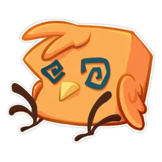 😖 새, 어지러움, 만화, 졸린, 노란색, 동물, 스티커 telegram sticker