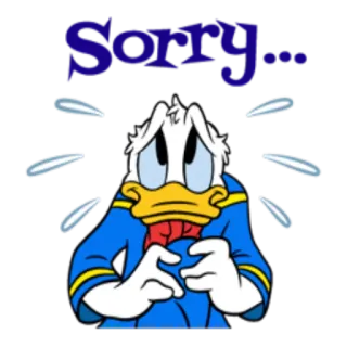 😞 Donald Duck Sorry... xin lỗi, lời xin lỗi, phim hoạt hình, buồn, disney, vịt donald telegram sticker