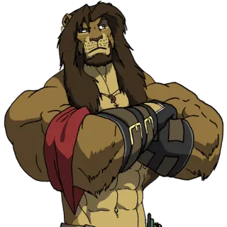🙄 lion, anthro, furry, muscular, fighter, cartoon, character whatsapp sticker