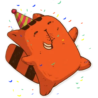 🥳 แมว, วันเกิด, ปาร์ตี้, งานฉลอง, การ์ตูน, สัตว์ telegram sticker
