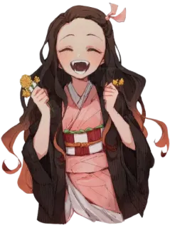 😄 Nezuko Kamado Demon Slayer Anime, Demonio, Nezuko, Kamado, Lindo, Feliz, Flores telegram sticker