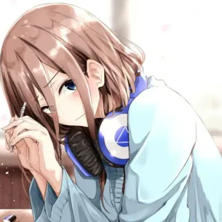 ❤️ anime, girl, headphones, manga, cute telegram sticker