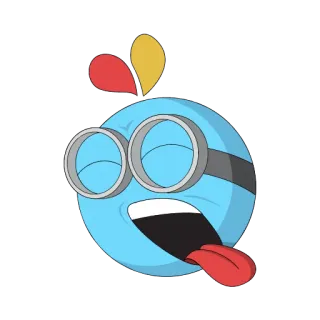 😧 Emoji, Blu, Occhiali, Lingua, Esasperato, Cartone animato telegram sticker
