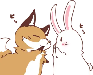 🤐 zorro, conejo, animales, lindo, kawaii whatsapp sticker