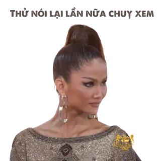 😣 THỬ NÓI LẠI LẦN NỮA CHUY XEM Meme, Mulher, Expressão, Vietnamita whatsapp sticker