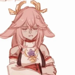 🍡 Yae Miko Genshin Impact anime, video game, yae miko, genshin impact, fox, mage, pink hair, fanart telegram sticker