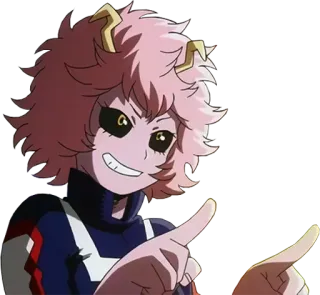 👆 Mina Ashido My Hero Academia Mina Ashido, My Hero Academia, anime, pelo rosa, sonrisa telegram sticker