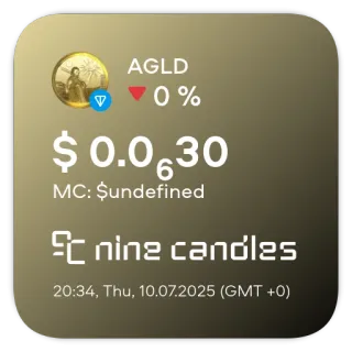 📊 AGLD
▼0%
$0.0630
MC: $undefined
nine candles
20:34, Thu, 10.07.2025 (GMT +0) crypto, currency, digital, finance, investment telegram sticker