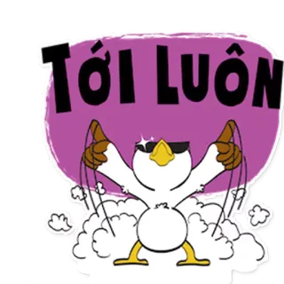 😏 TỚI LUÔN pato, legal, óculos de sol, vietnamita, adesivo, desenho animado, animal telegram sticker