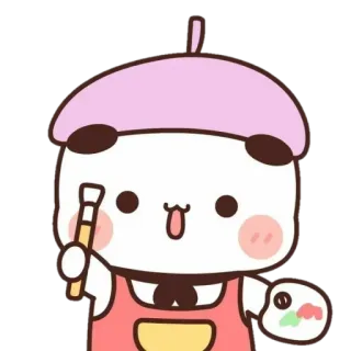 🐻 Cartone animato, Artista, Panda, Carino, Arte, Pittura telegram sticker