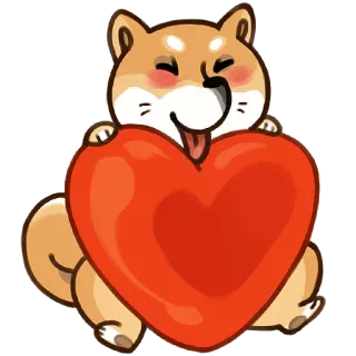 ❤ cane, cuore, amore, shiba inu, cartone animato, carino, animale telegram sticker