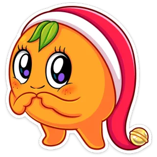 ☺️ dessin animé, personnage, orange, mignon, bonnet de Père Noël, Noël telegram sticker