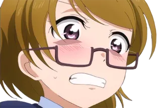🍙 Anime, Ragazza, Occhiali, Cartone animato, Femmina, Personaggio, Animato whatsapp sticker