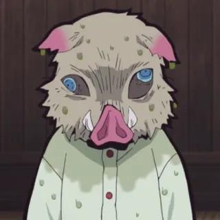 💥 Inosuke Hashibira Demon Slayer Аниме, Клинок, рассекающий демонов, Иноске, Персонаж, Манга, Маска кабана telegram sticker