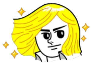 🙂 ステッカー, 漫画, キラキラ, 金髪, キャラクター, イラスト telegram sticker