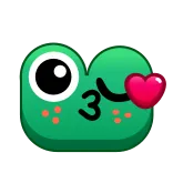 😘 żaba, pocałunek, serce, miłość, słodkie, kreskówka, zielony telegram sticker