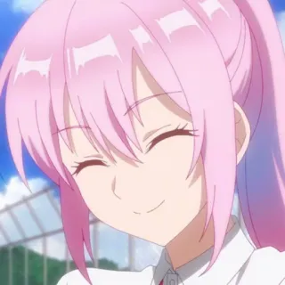 🍧 Anime, Mädchen, pinke Haare, lächelnd telegram sticker