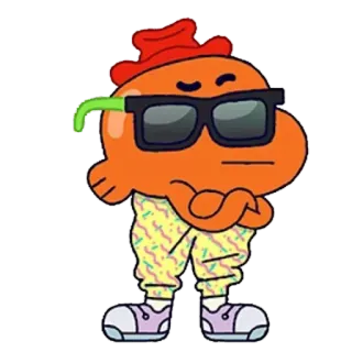 😎 Darwin Watterson The Amazing World of Gumball Dibujo animado, Pez, Guay, Gafas de sol, Animación, Divertido whatsapp sticker