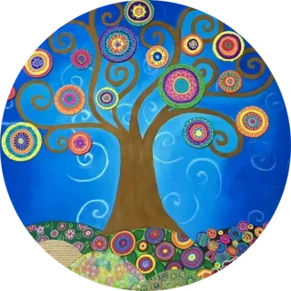 🌳 tree, colorful, art, whimsical, circles, ornamental, nature whatsapp sticker