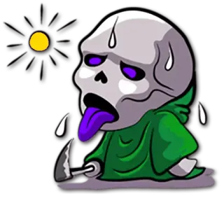 ☀ 해골, 땀, 만화, 지침, 피곤한, 보라색, 초록색, 우울한 telegram sticker