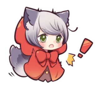 ❗ Kartun, Binatang, Anime, Merah, Chibi, Serigala, Percikan, Lucu, Manga, Fantasi telegram sticker