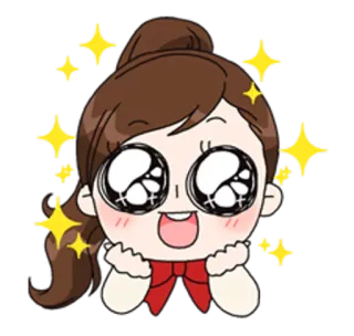 😍 Мультфильм, Милый, Блестящий, Глаза, Девочка whatsapp sticker
