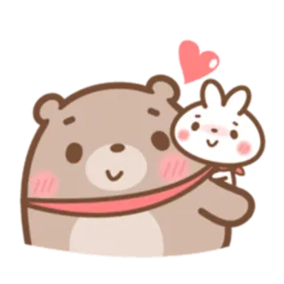 💛 urso, coelho, coração, amor, fofo, animal, kawaii telegram sticker