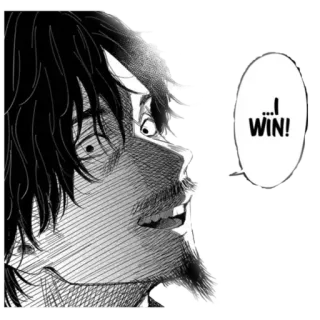 👌 ...I WIN! manga, anime, comic, winning, black and white, speech bubble, i win telegram sticker
