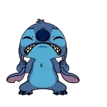 😡 Stitch Kreskówka, Obcy, Disney, Smutny, Niebieski telegram sticker