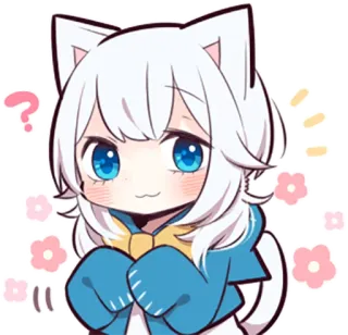 White Kitten Girl by SR telegram stickers