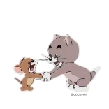 🤝 Tom and Jerry Tom i Jerry, kreskówka, kot, mysz, przyjaźń, szczęśliwy telegram sticker