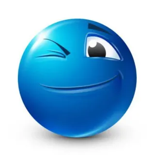 😉 Emoji, Smiley, Clin d'oeil, Bleu, Visage telegram sticker