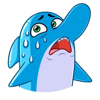 😰 дельфин, мультик, животное, грустный, расстроенный, плачущий, эмодзи telegram sticker