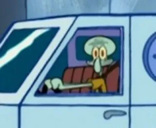 😁 Squidward SpongeBob SquarePants Сквидвард, Вождение, Мультфильм, Спанч Боб, Персонаж whatsapp sticker
