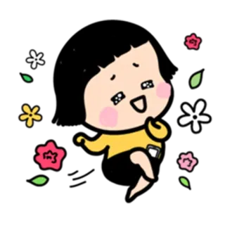 🌸 Kartun, Lucu, Senang, Bunga, Gadis telegram sticker