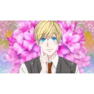 🌺 Anime, Personagem, Loira, Flores, Retrato telegram sticker